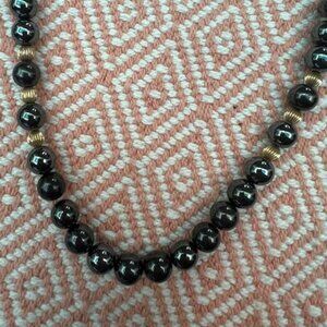 Hematite and Gold 32" Necklace - Estate/Vintage